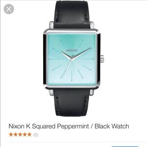 NIXON K Squared Peppermint/ Black Leather Watch