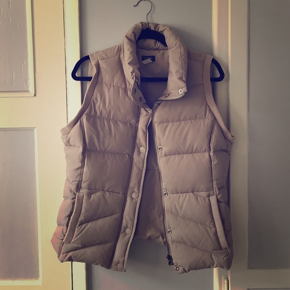 Beige/tan J. CREW winter vest, size Medium