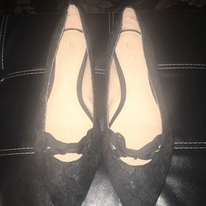 black lace flats