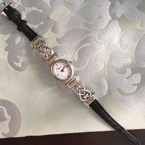 Brighton Two-Toned and Black Leather Strap Watch