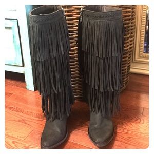 Liberty Black tall fringe cowboy boots - Sz. 6