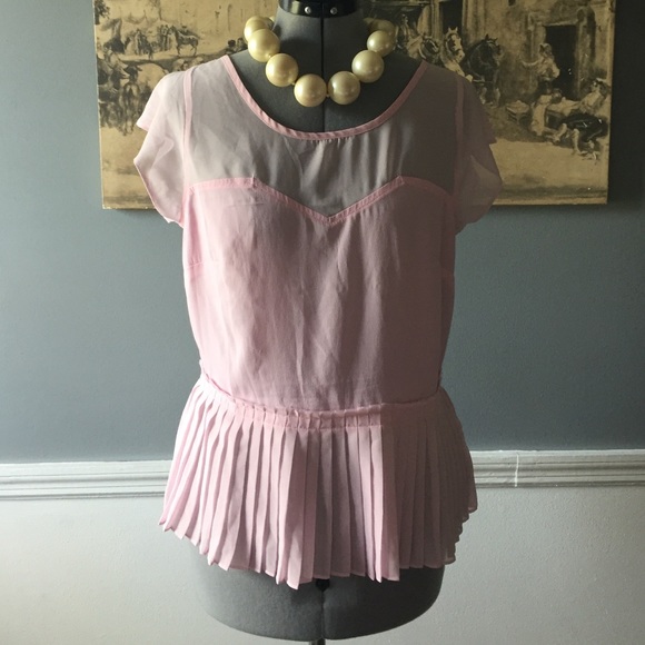 American Eagle Pink sheer peplum