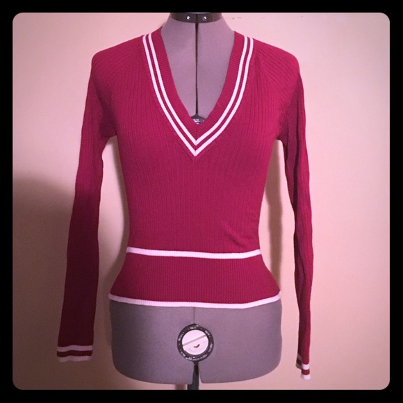 Crimson and cream sweater