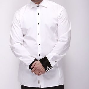 Mujae white dress shirt w/ silk velvet Frenchcuffs