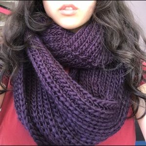 Purple knitted circle scarf