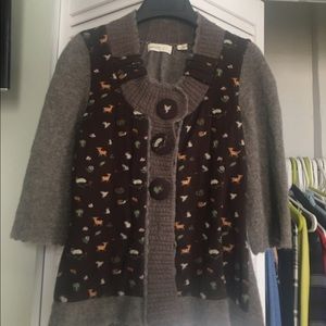 Anthropologie sweater with woodland animal print