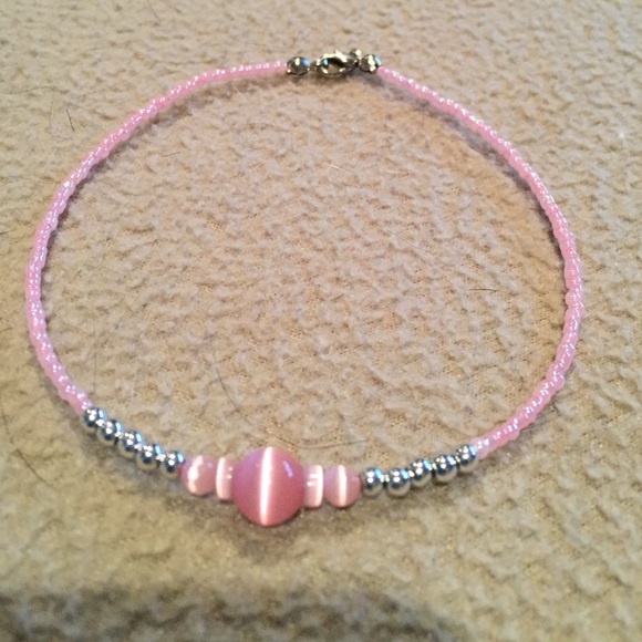 Pink beaded anklet