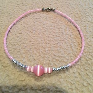 Pink beaded anklet