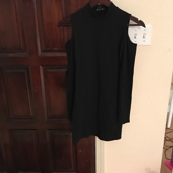 Black and Red Cold Shoulder Mini Dress