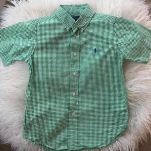 Ralph Lauren boys sz 5 green/white short sleeved