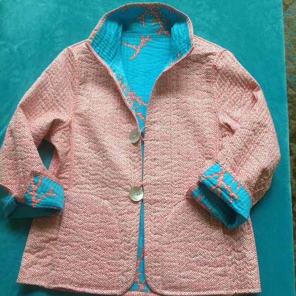 J MC LAUGHLIN QUILTED REVERSIBLE JACKET M ADORABLE - Picture 3 of 3