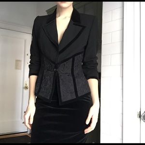 Authentic Escada Couture black velvet skirt suit