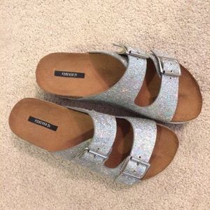 Holographic Platform Sandals