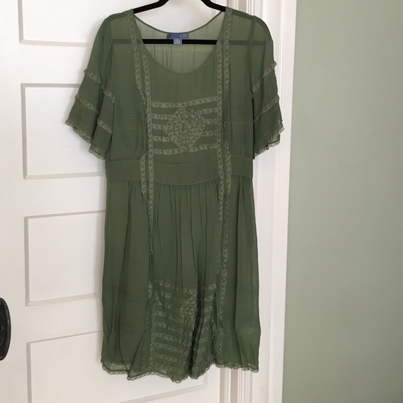 Anthropologie green silk dress (size 12)