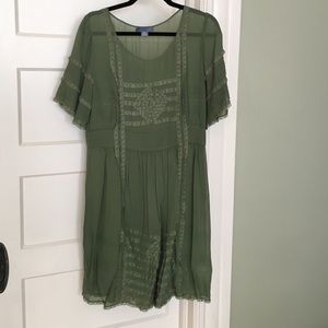 Anthropologie green silk dress (size 12)