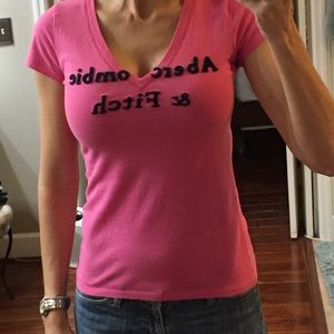 Hot pink Abercrombie & Fitch t shirt
