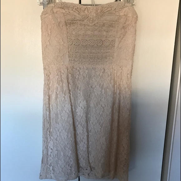 NWT Free People Ivory Crochet Strapless Mini Dress