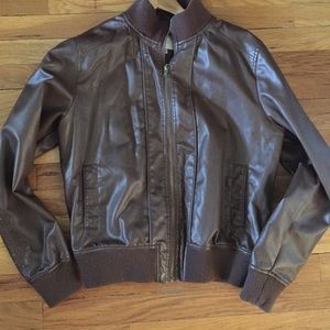 Brown, leather jacket