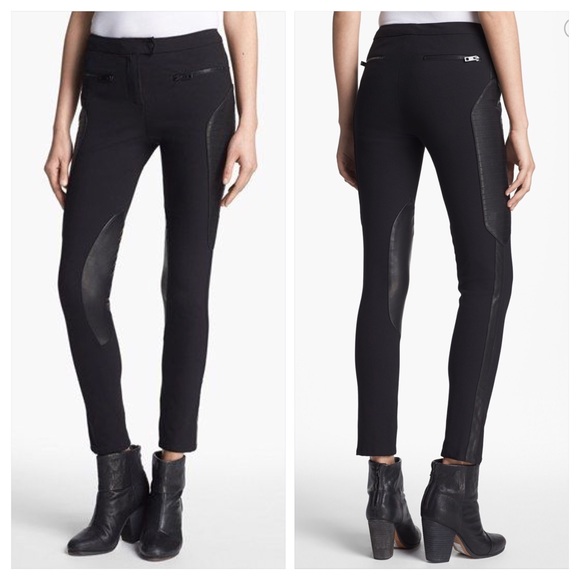 leather panel trousers