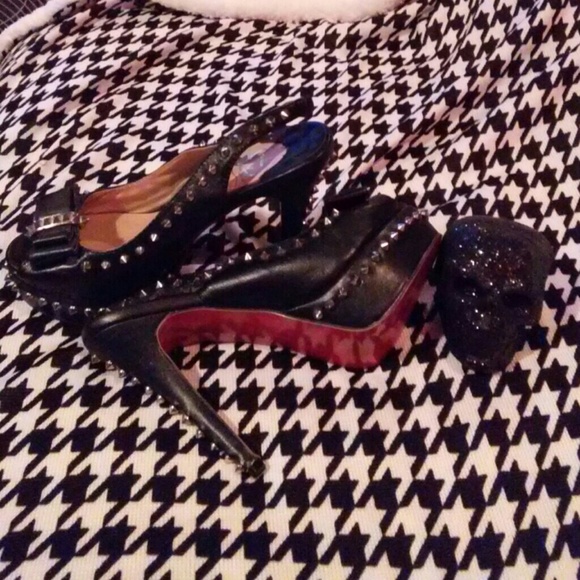 Black spiked peep toe, slingbacks - sz 38