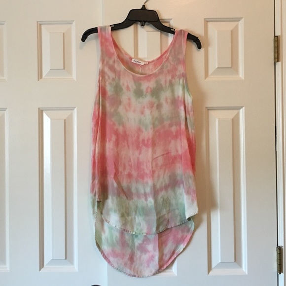 High low tie die tank top