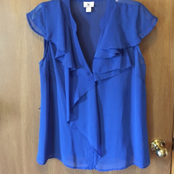 Beautiful 3pc Royal Blue blouse & Cami w/belt tie