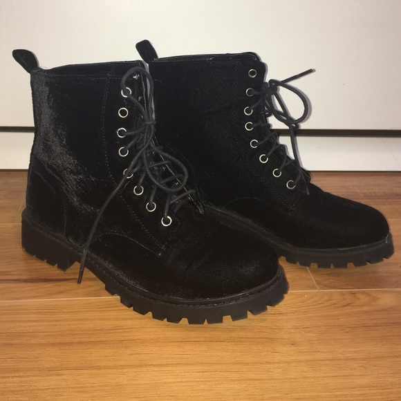 Velvet Combat Boots