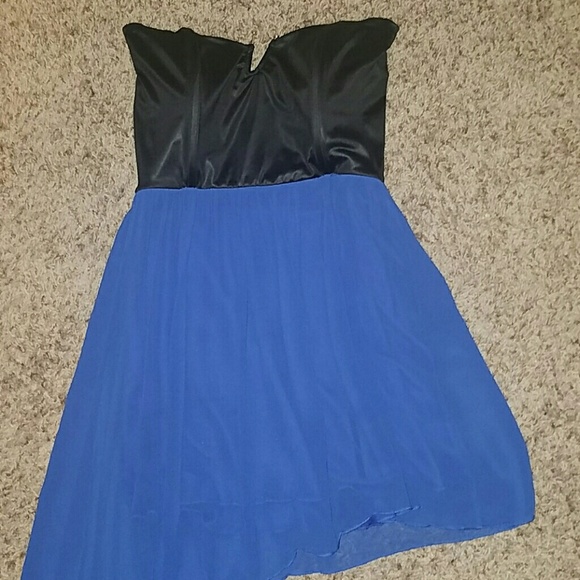 Blue cocktail leather dress