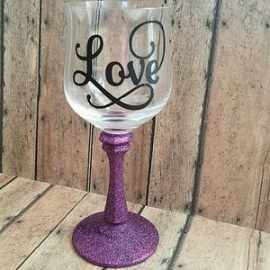 Purple glitter wine glass