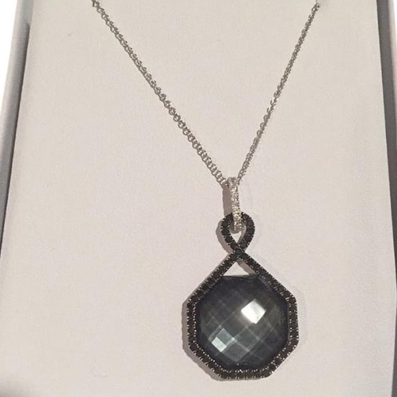 Hematite and Diamond Pendant
