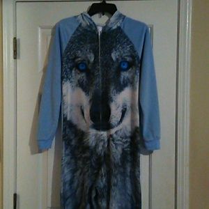 Wolf onesie pajamas with hood