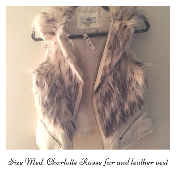 White fur and leather Charlotte Russe Vest