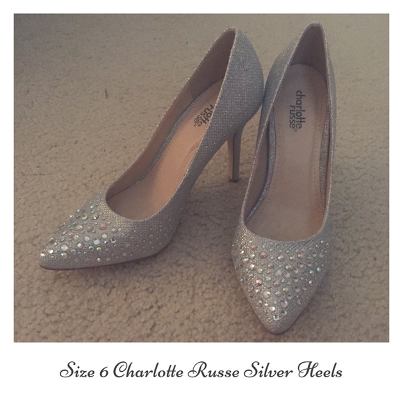 Size 6 Charlotte Russe silver sparkle heels