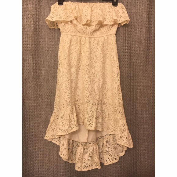 Cream Lace Strapless Dress