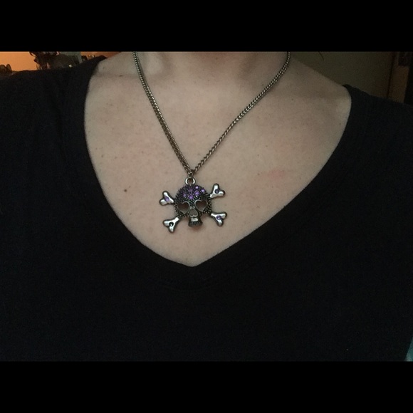 Purple and Grey  skull necklace