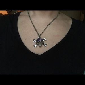 Purple and Grey  skull necklace
