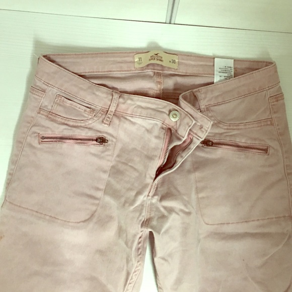 Hollister skinny pink pants with side zippers