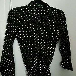 LAUREN Ralph Lauren black&white polka dot dress