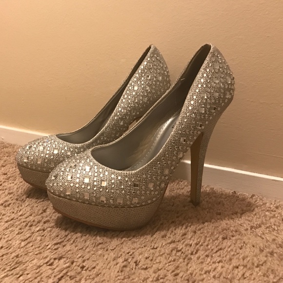 Silver Sparkly Stiletto heels