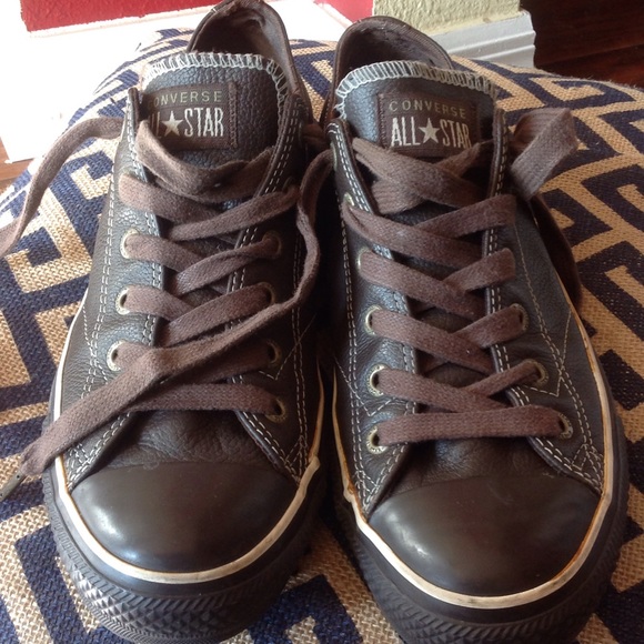 Unisex Brown Leather Converse Men's 8 Women's 10