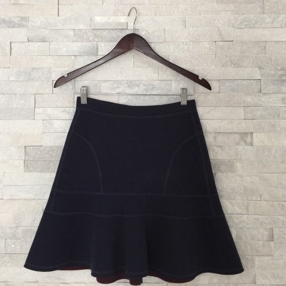 navy fit and flare skirt