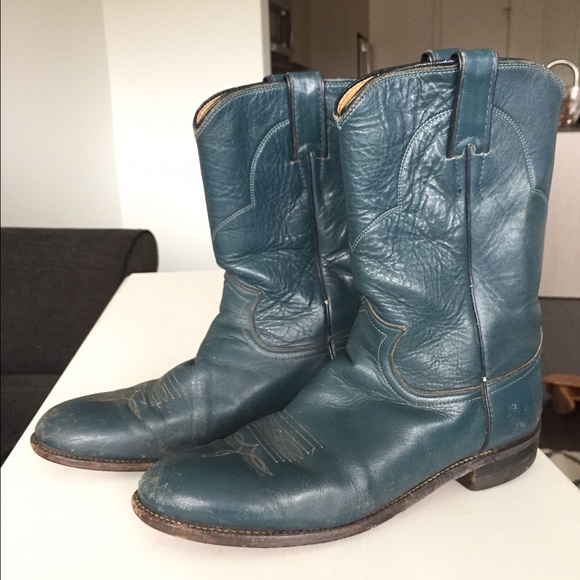 Vintage women's blue-green cowboy boots - size 9
