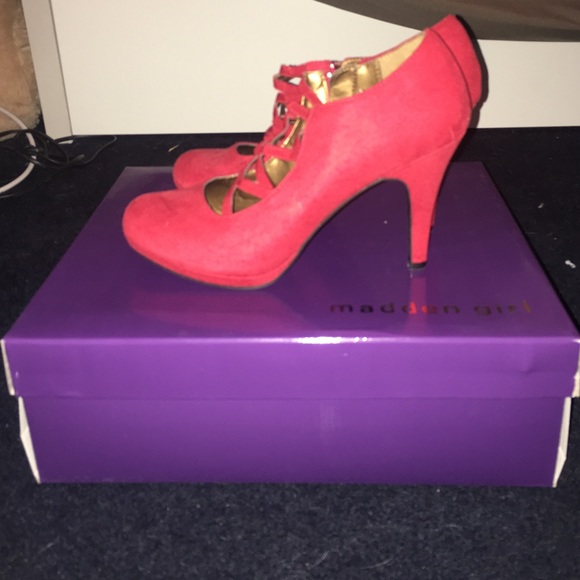Red suede heels