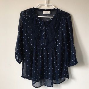 Sheer navy blue flowy blouse