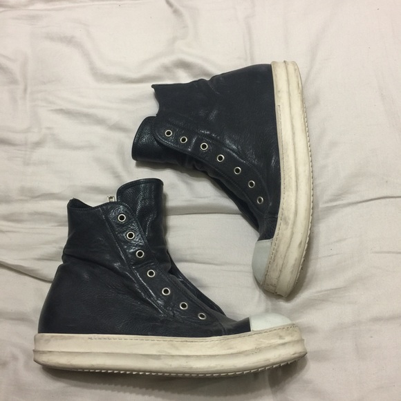 Rick Owens high top leather sneakers