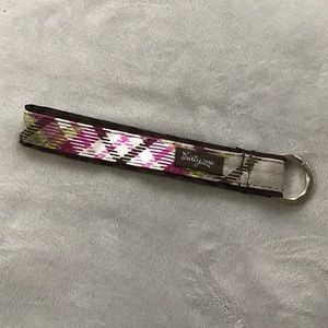 Thirty-One purple plaid key chain