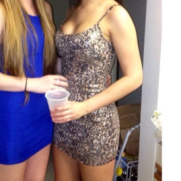 Cheetah print sequin bodycon dress