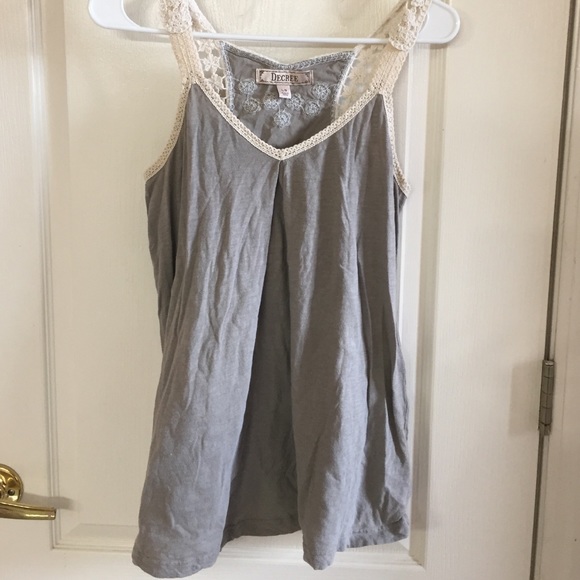 Baby doll tank top with embroidered sleeves