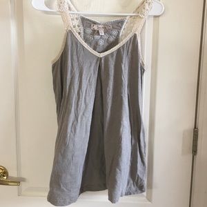 Baby doll tank top with embroidered sleeves