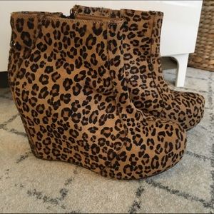 Jeffrey Campbell Pixie Leopard Fur Wedge AnkleBoot